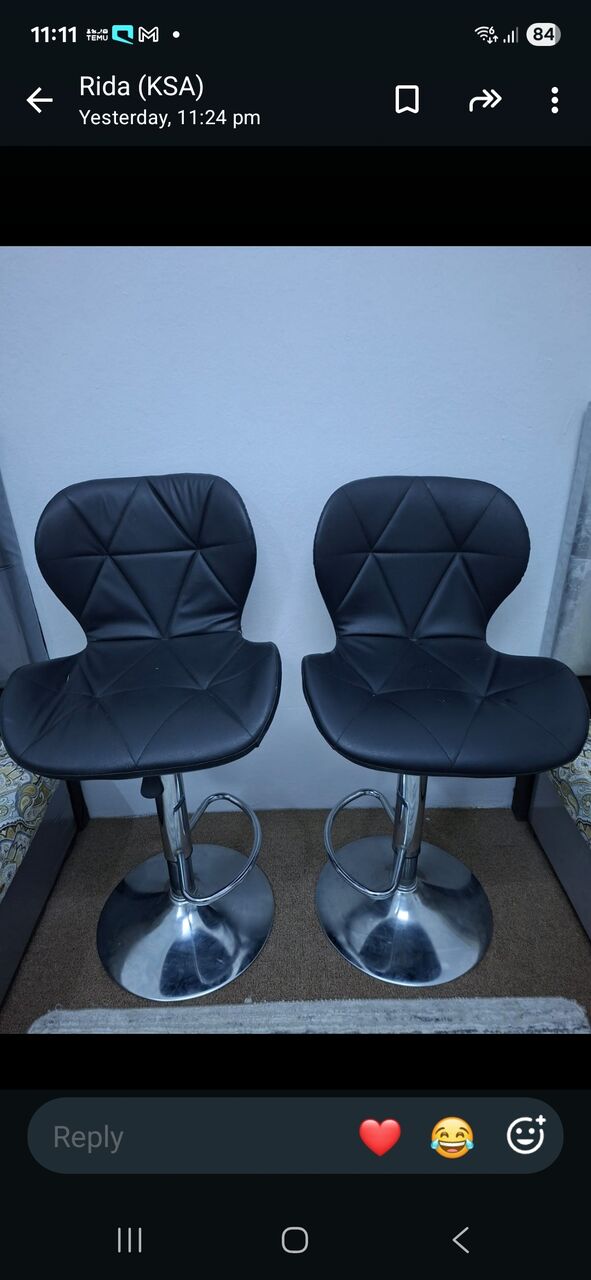Riyadh, Furniture, SAR 200,  2 Bar Chairs For Sale With Up/down Option