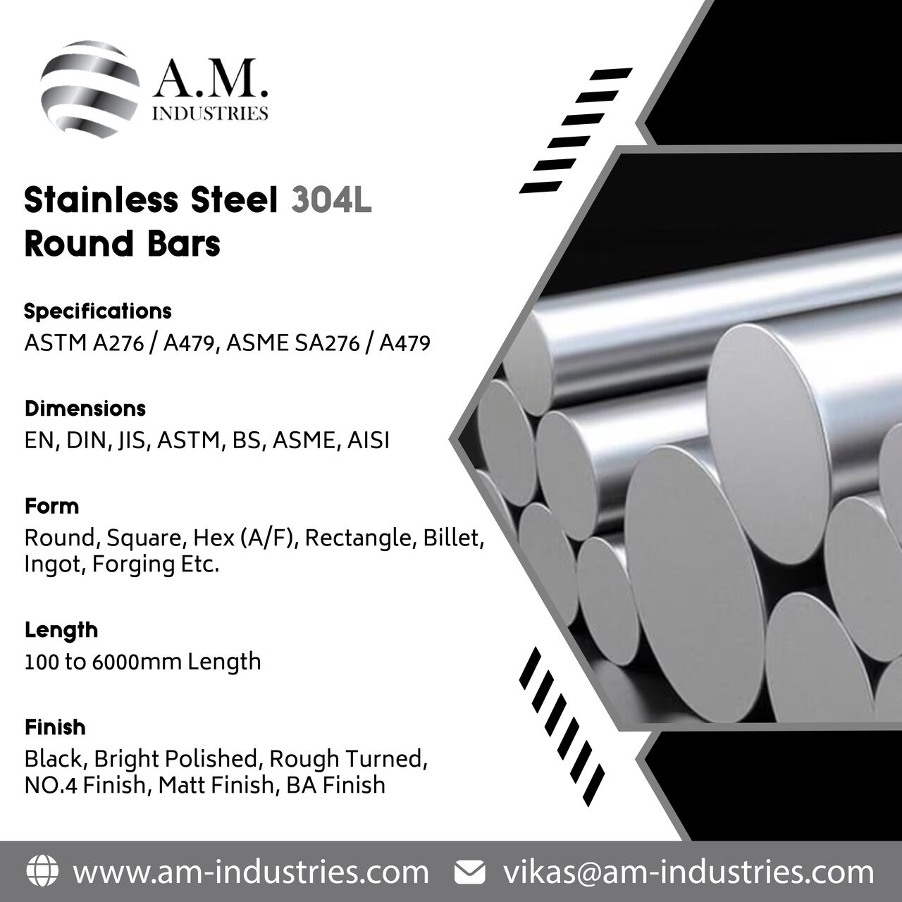 Mumbai, Heavy Equipment, Inr 210,  Stainless Steel 304L Round Bars Suppliers