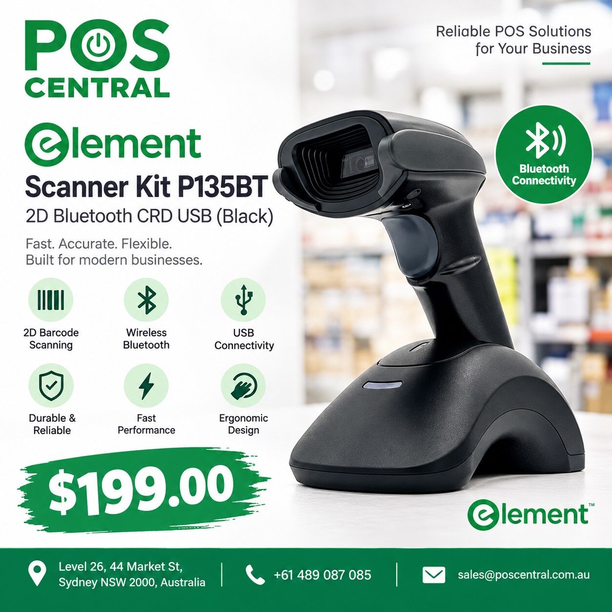 Sydney, Electronics, AUD 199,  Element P135BT Scanner Kit &ndash; Fast, Flexible 2D Barcode Scanning