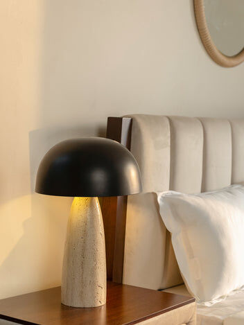 Mumbai, Household Items, INR 21583,  Italian Travertine Luna Table Lamp - Sculptural Stone Lighting For The Modern Home