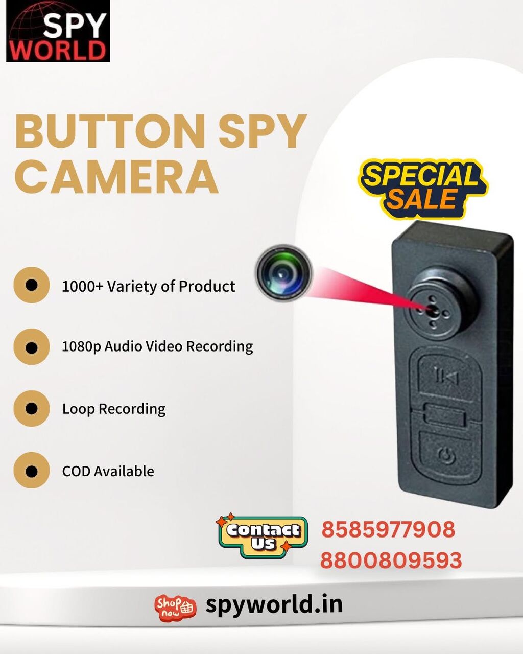 New Delhi, Electronics, INR 1599,  Best Button Spy Camera Dealer In Kalkaji | Spy World