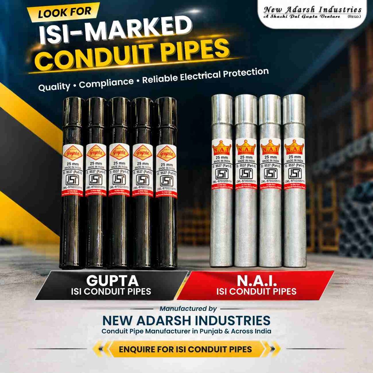 Punjab, Materials, GUPTA & N.A.I. ISI Conduit Pipes Manufacturer In Punjab &ndash; New Adarsh Industries