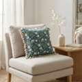 USD 28,  Indigo Floral Printed Pillow With Filler & Tassels, 20x20x6"