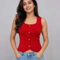 INR 899, Buy Women’s Red Button-Front Knit Vest Online