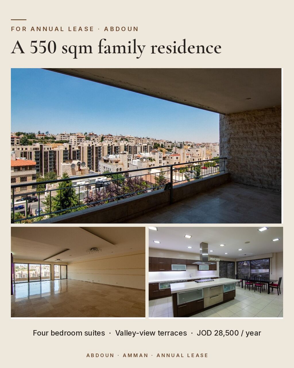 Abdoun, Apartments, Flats, Houses & Villas, JOD 28500/year,  4 BR,  550 Sq. Meter,  Four-Bedroom Family Residence In Abdoun | 550 Sqm | Annual Lease