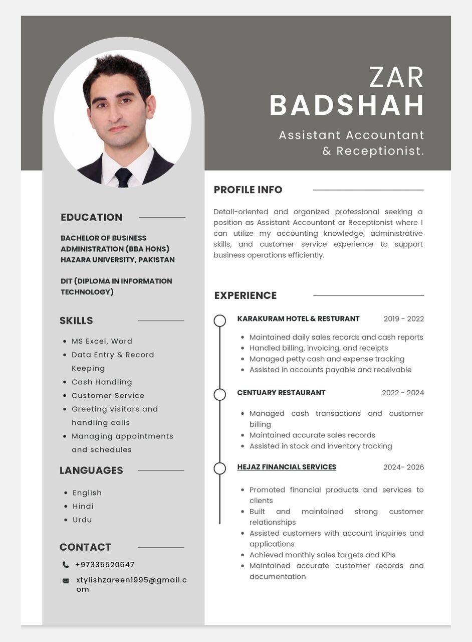 Manama, Job Seekers, Office Administrator, Office Assistant, Receptionist, Data Entry Operator, Accountant