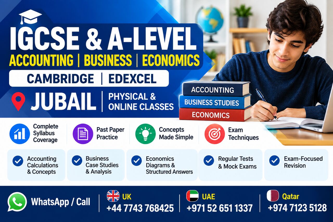 Jubail, Lessons Offered, Expert Tuition In Jubail | Economics, Business, Accounting, English & Math