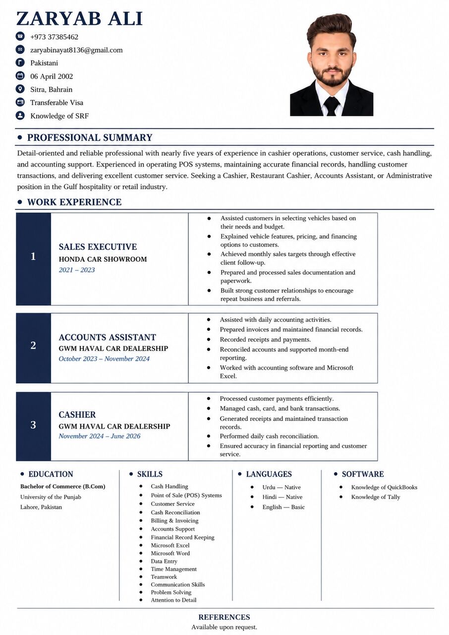 Manama, Job Seekers, Cashier