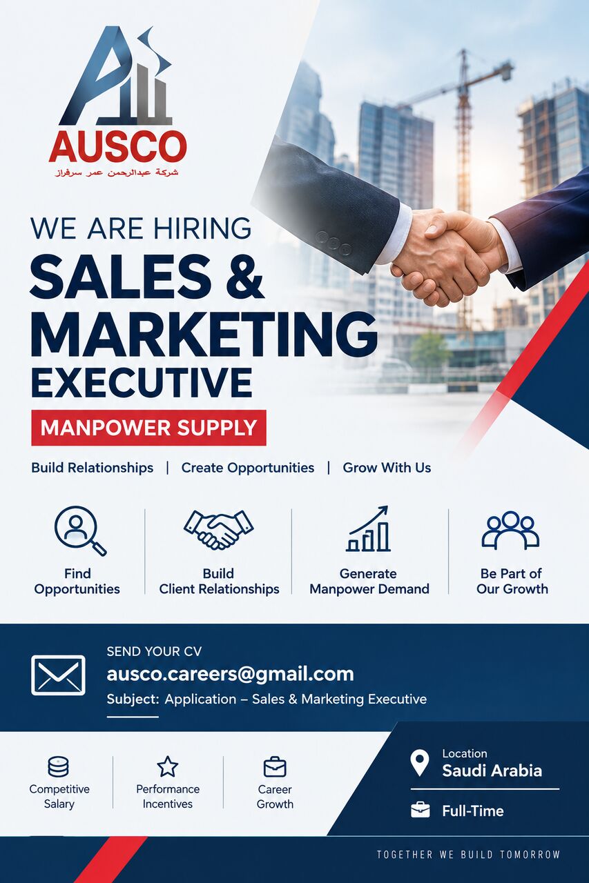Dammam, Jobs, Sales & Marketing Executive &ndash; Manpower Supply
