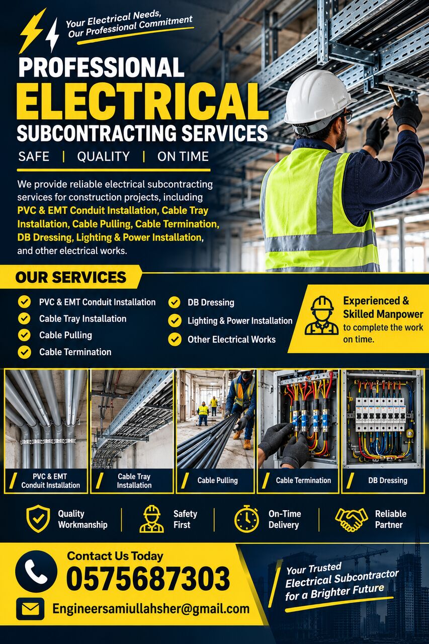 Riyadh, Job Seekers, PROFESSIONAL ELECTRICAL SUBCONTRACTING SERVICES