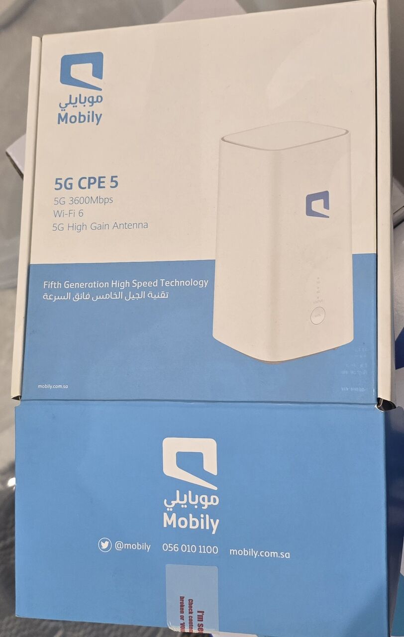 Jeddah, Computers, SAR 350,  Mobily 5G CPE 5 Router – Mint Condition With Original Box ⚡️