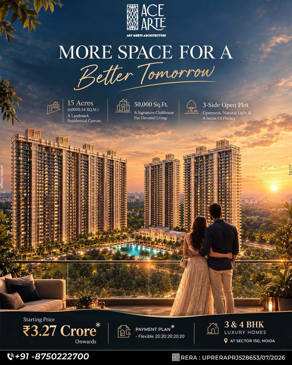 Mumbai, Real Estate For Sale, INR 32,  3 BR,  241 Sq. Meter,  Ace Arte Apartments In Sector 150