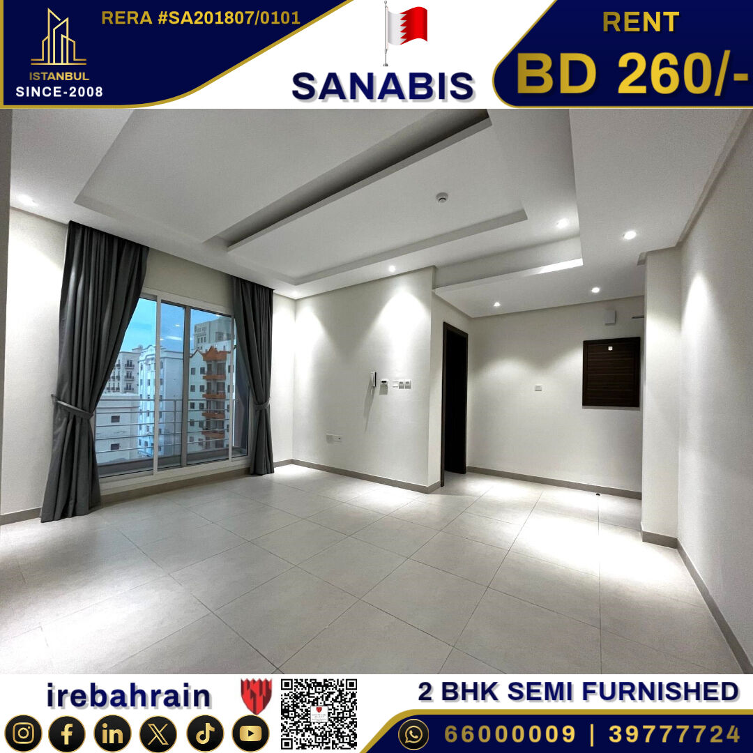 Sanabis, Apartments, Flats, Houses & Villas, BHD 260/month,  Furnished,  2 BR,  Modern 2-Bedroom Luxury Apartment For Rent In Burhama
