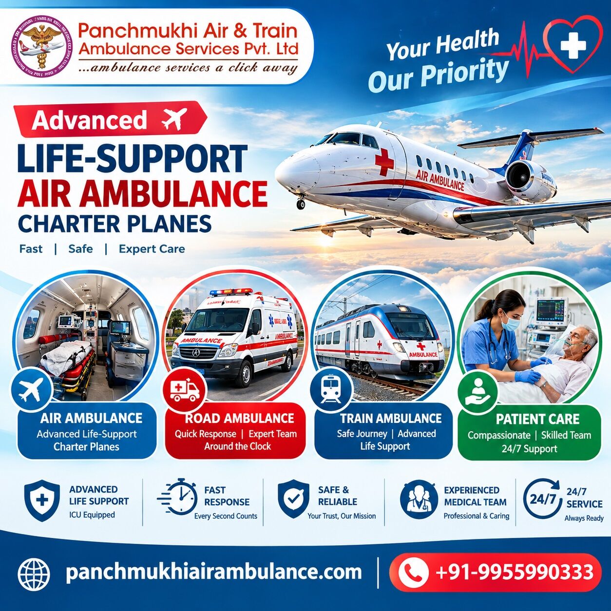 Chennai, Health, Panchmukhi Air Ambulance Services From Chennai- Long Distance ICU Ambulance
