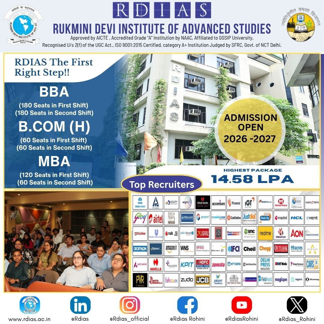 Rohini, Education, Explore IP University MBA Colleges In Delhi With Strong Placement Opportunities - RDIAS