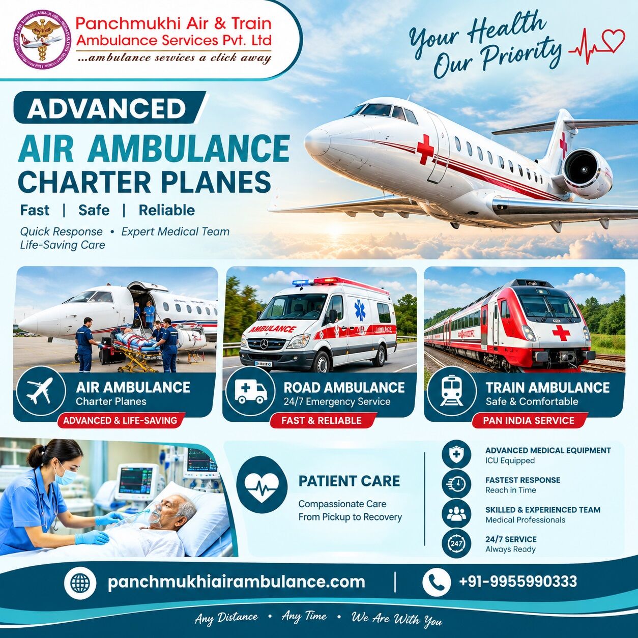 Mumbai, Health, Panchmukhi ICU Air Ambulance In Ernakulam- Unwanted Complexities Are Eliminated