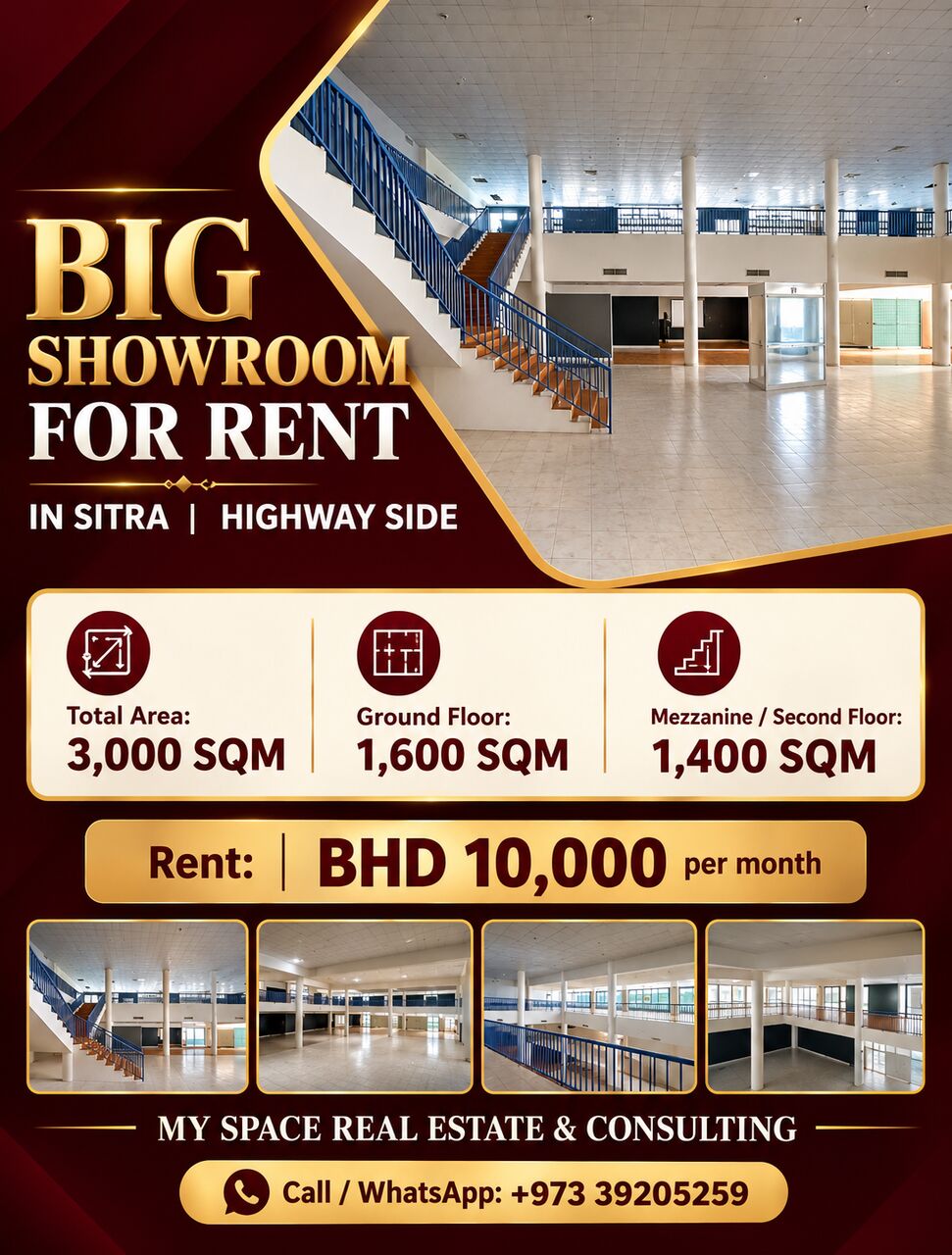 Sitra, Shops, BHD 10000,  3000 Sq. Meter,  BIG SHOWROOM FOR RENT IN SITRA | HIGHWAY SIDE
