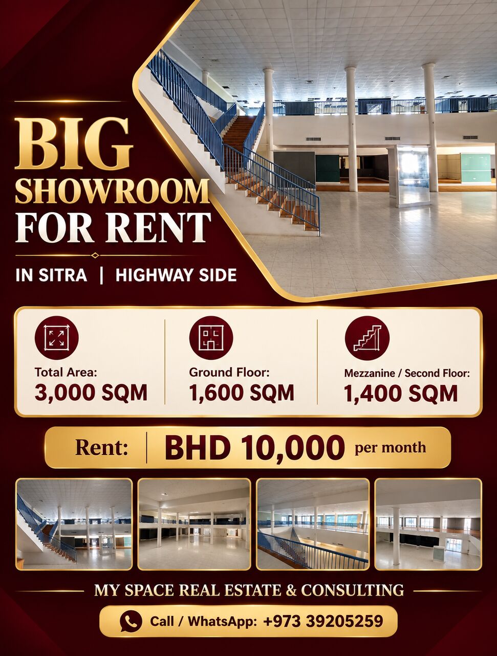 Sitra, Shops, BHD 10000,  3000 Sq. Meter,  BIG SHOWROOM FOR RENT IN SITRA | HIGHWAY SIDE