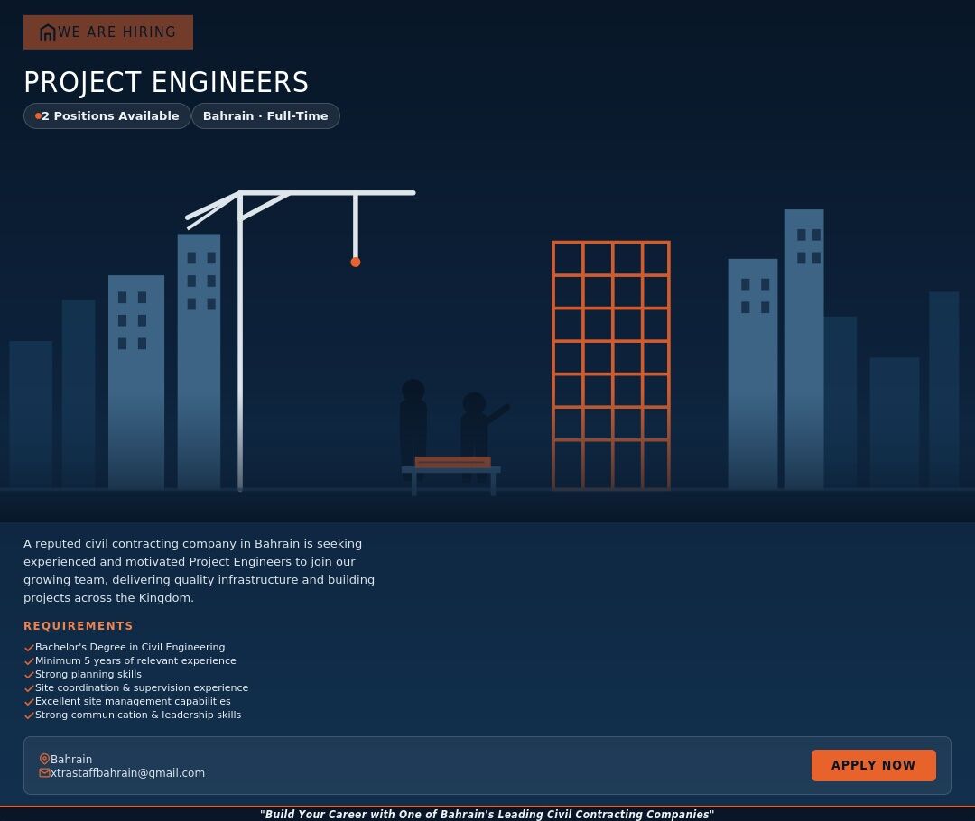 Manama, Jobs, Project Engineers Required (Civil) - Bahrain