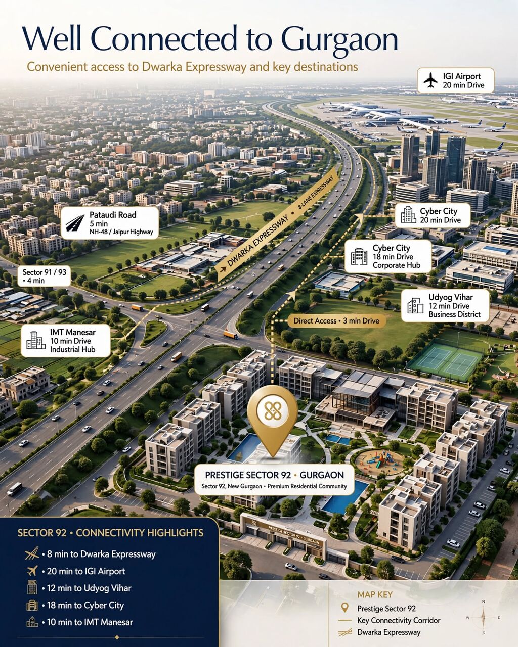 Gurugram, Real Estate For Sale, INR 1,  3 BR,  Prestige Group Residential Project In Gurgaon