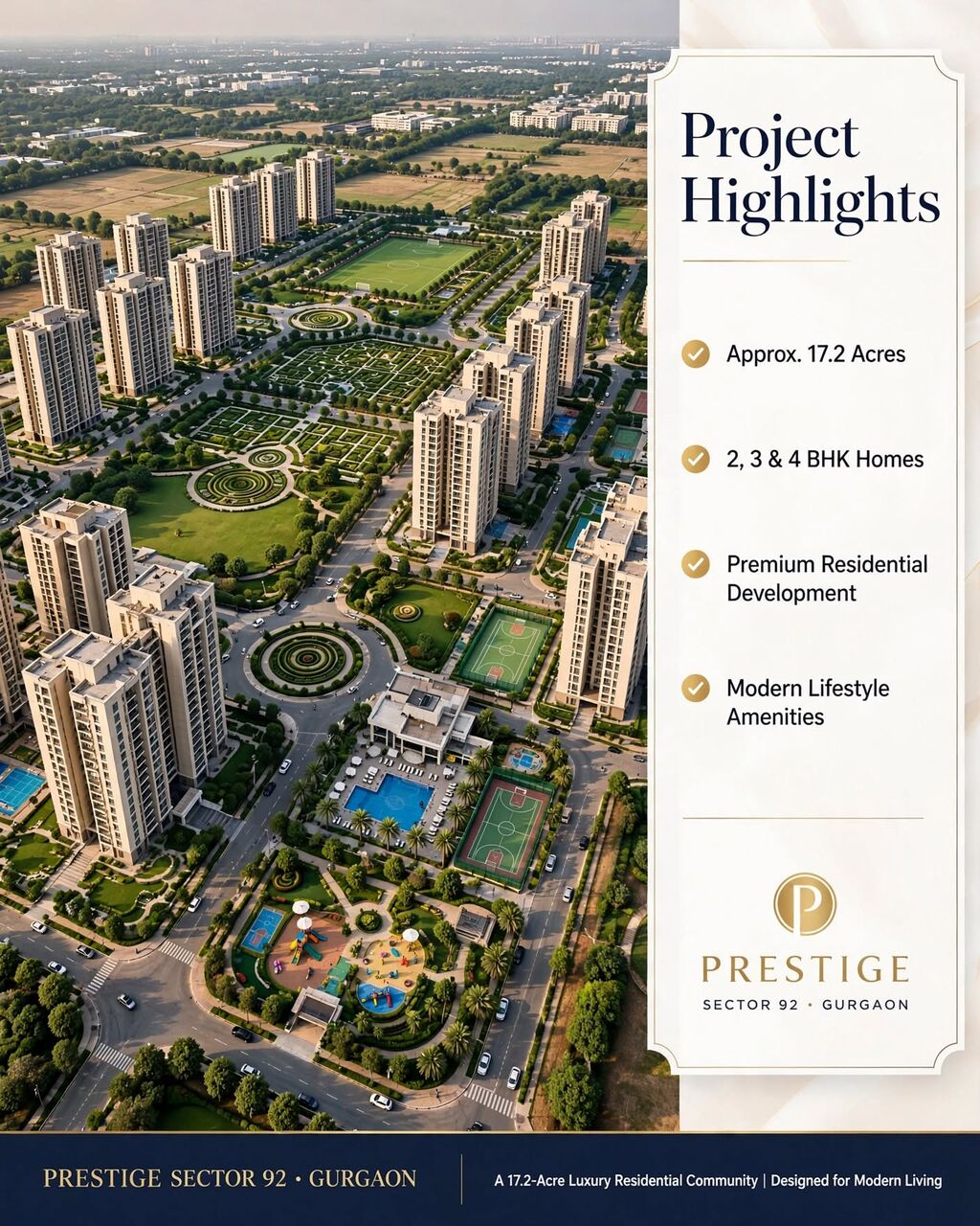 Gurugram, Real Estate For Sale, INR 1,  3 BR,  Prestige Group Residential Project In Gurgaon