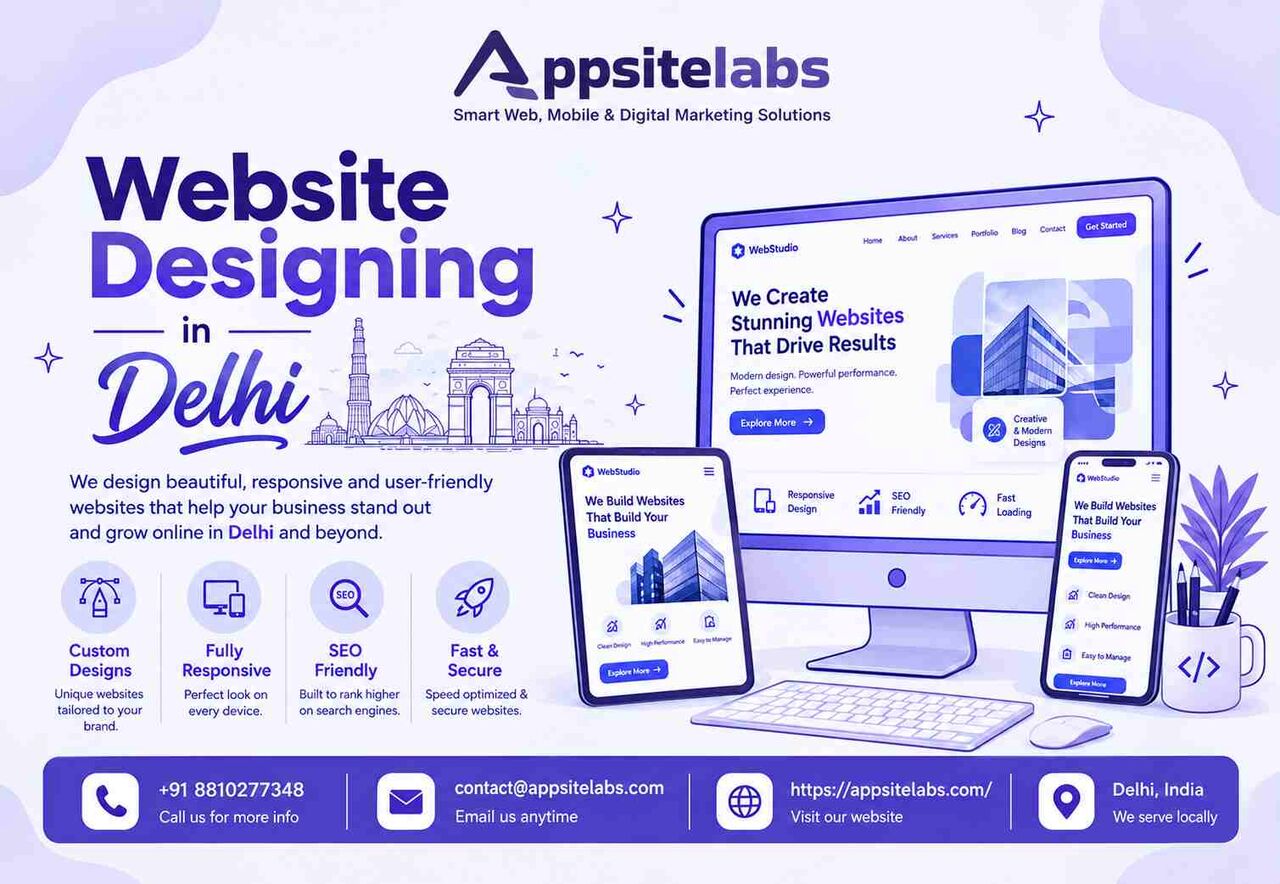 New Delhi, Web Design & Development, Best Website Design Company Delhi For Custom Web Solutions | Appsite Labs