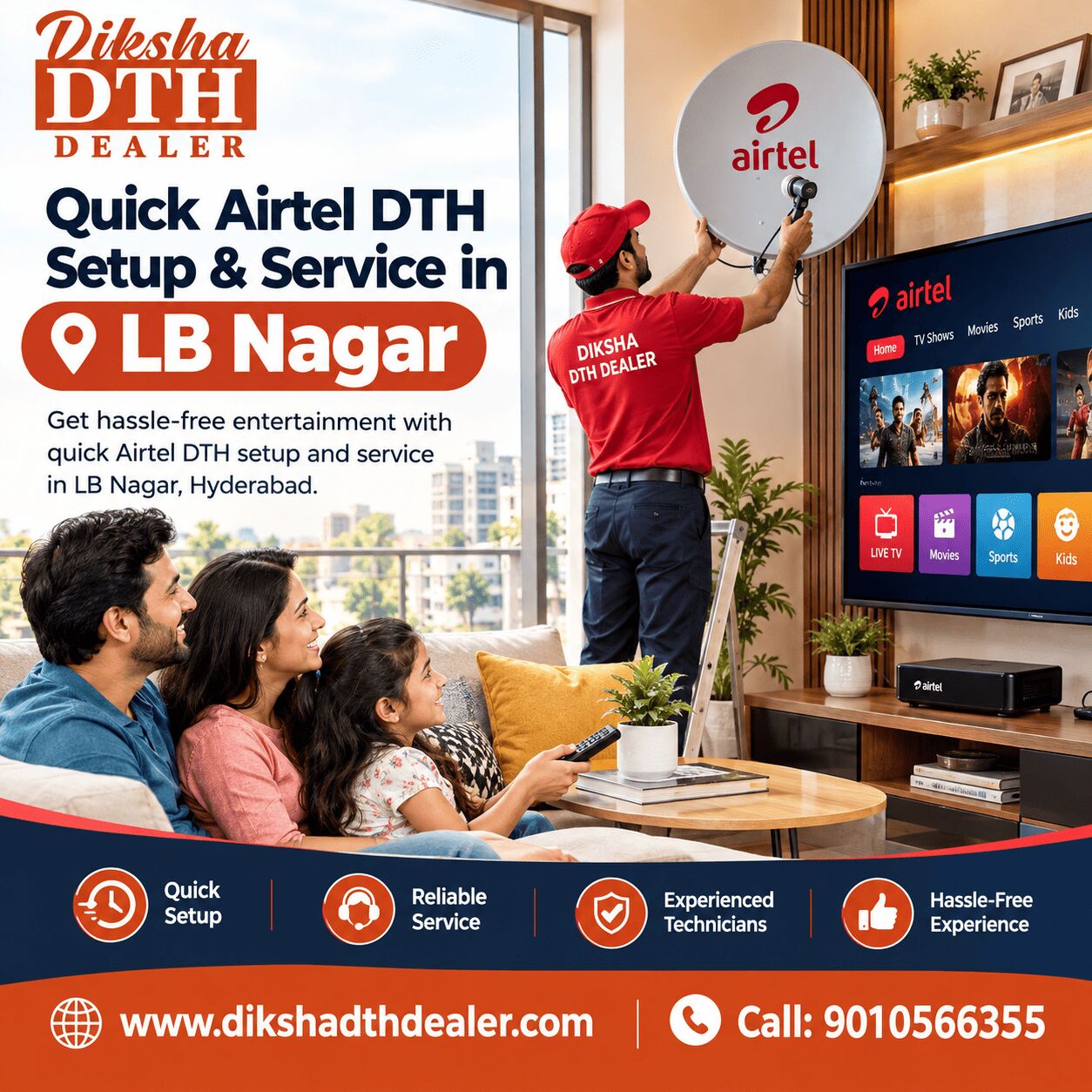 Mumbai, Television, Quick Airtel DTH Setup & Service In LB Nagar