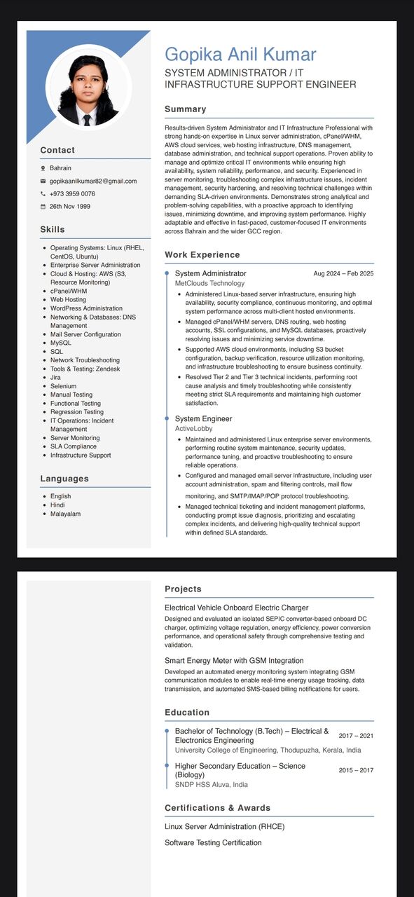 Manama, Job Seekers, System  Administrator