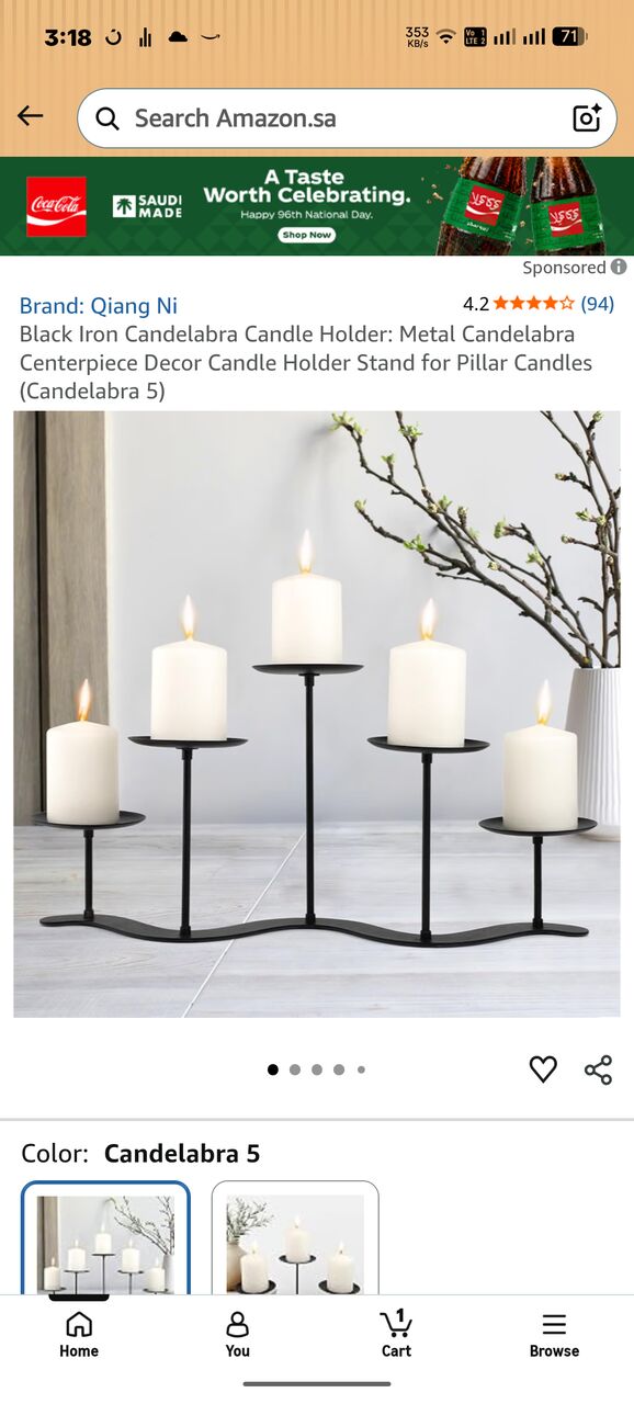 Riyadh, Furniture, SAR 30,  Modern Decorative Candle Holder (Sleek Black Design)