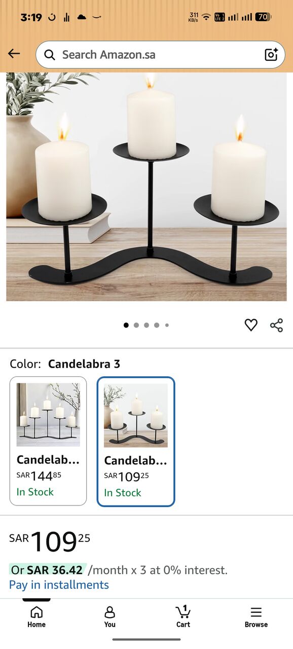 Riyadh, Furniture, SAR 30,  Modern Decorative Candle Holder (Sleek Black Design)
