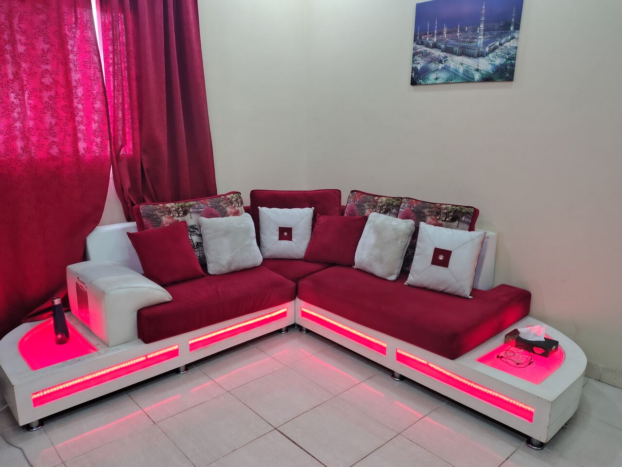 Al Aziziyah, Furniture, SAR 2200,  Corner Sofa Set With Built-in Lighting