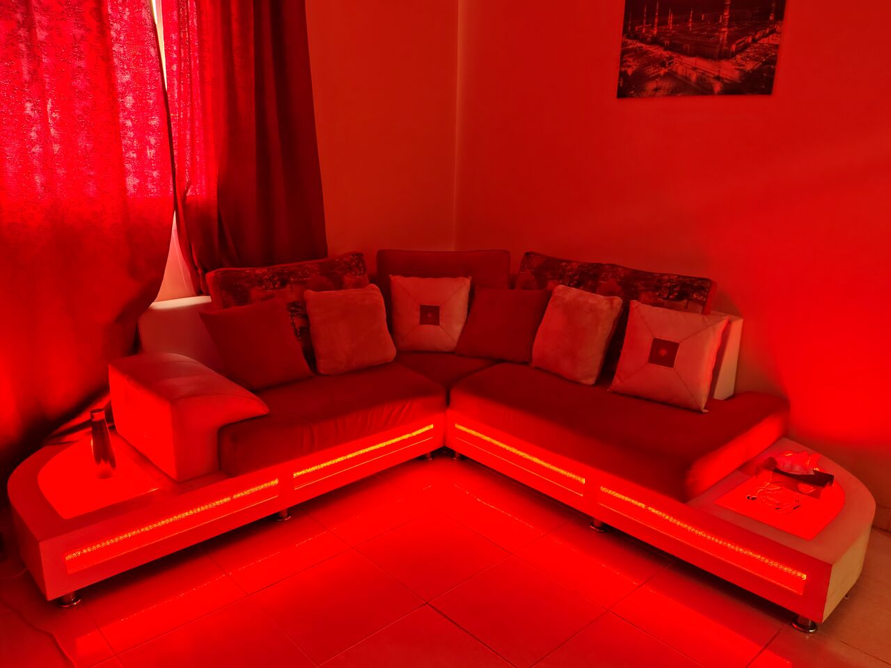 Al Aziziyah, Furniture, SAR 2200,  Corner Sofa Set With Built-in Lighting