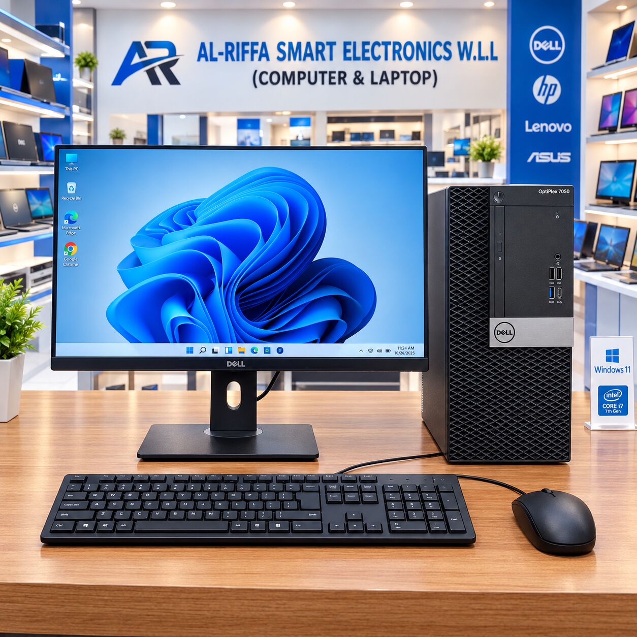 Isa Town, Computers, BHD 112,  Best Offer DELL Core I7 7th Gen Computer Set DELL 24" IPS Borderless Monitor 8GB DDR4 RAM