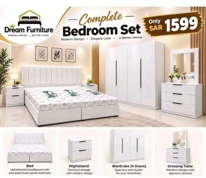Jeddah, Furniture, SAR 1,  New Luxurious Bedroom Furniture Sets Available At Reasonable Price