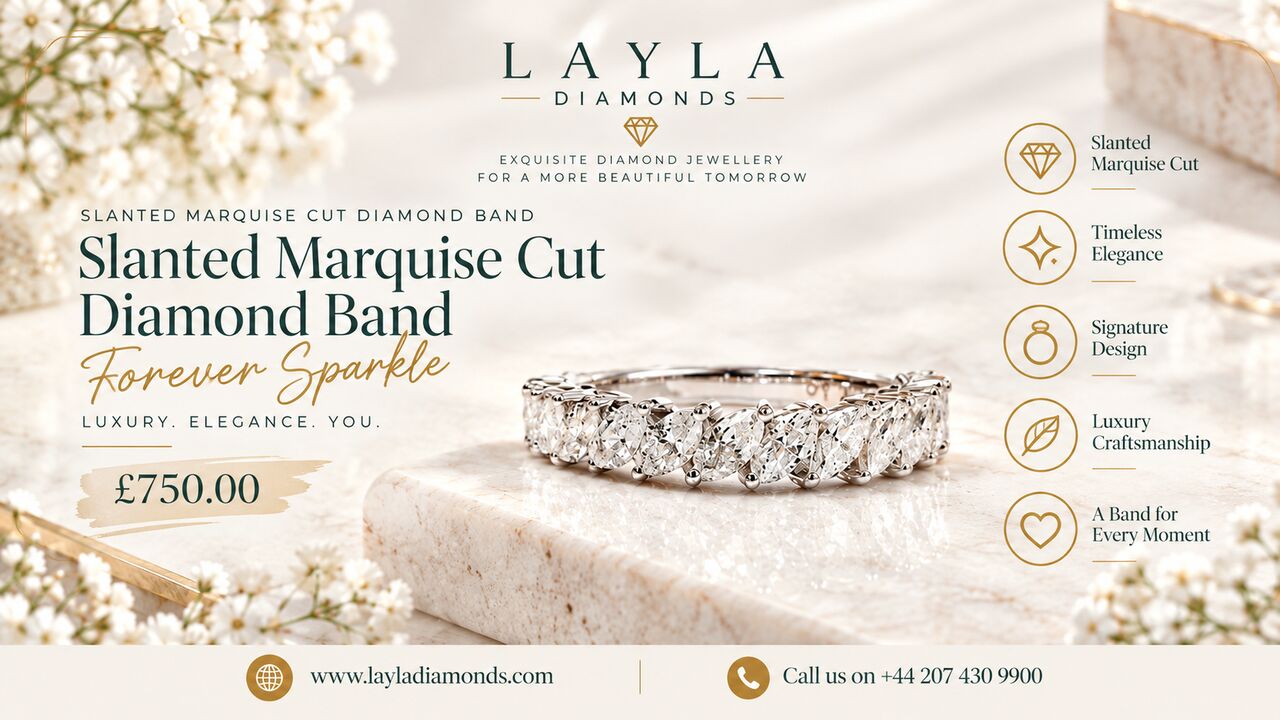London, Items Wanted, Slanted Marquise Cut Diamond Band: Forever Sparkle | Layla Diamonds