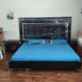 BHD 60,  King Size Bed Frame (200x190) With Mattress & 2 Nightstands With Drawers - 60 BD