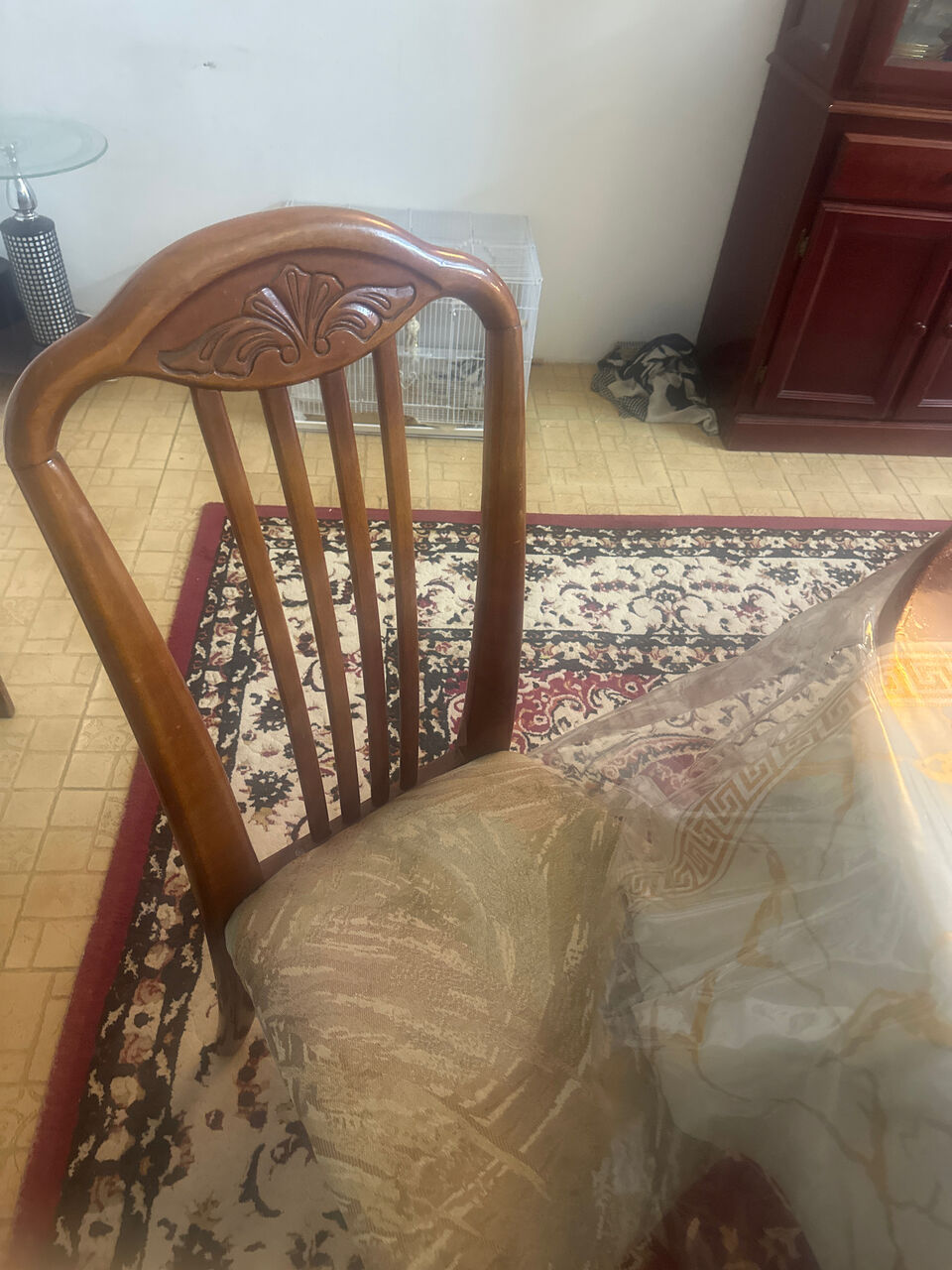 Al Malaz, Furniture, SAR 950,  Wooden Cupboard And 6 Seater Wooden  Dining Table For Sale
