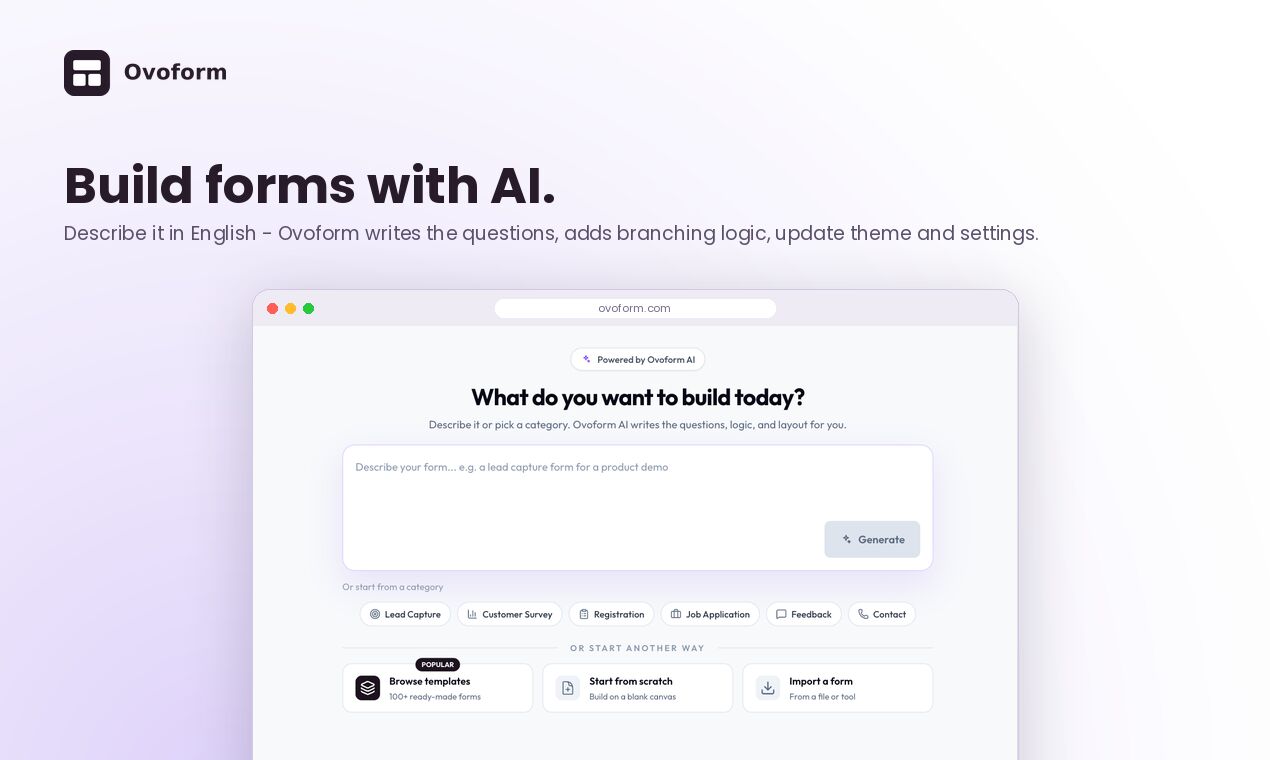 Mumbai, Software Development, Ovoform - AI-Powered Form & Survey Builder