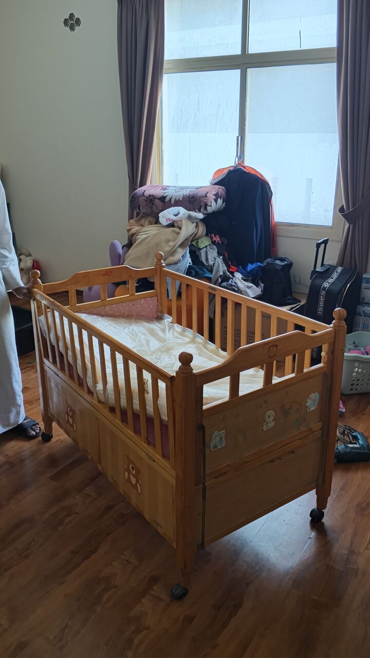 Hoora, Furniture, BHD 25,  Wooden Baby Cot / Cot Bed With Mattress & Wheels - 25 BD
