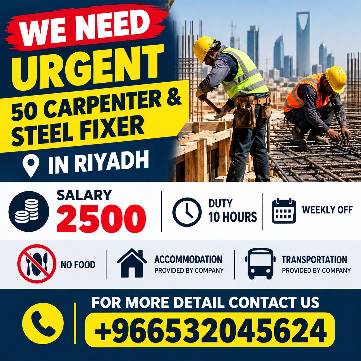 Riyadh, Jobs, Urgent Need 50 Skill Workers
