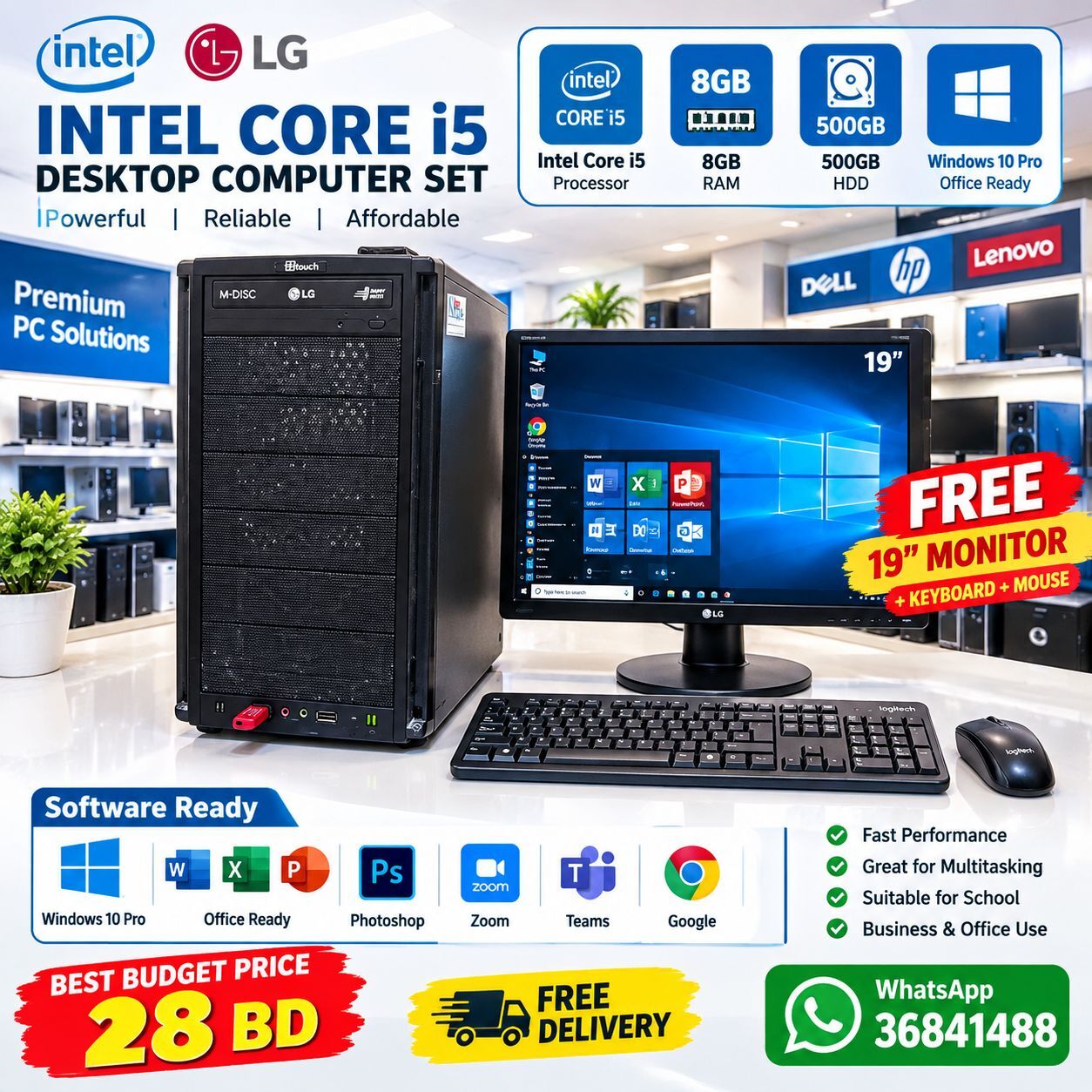 Gudaibiya, Computers, BHD 28,  Computer Core I5 Set &ndash; 8GB RAM 500GB HDD Win 10 Pro Office/36841488