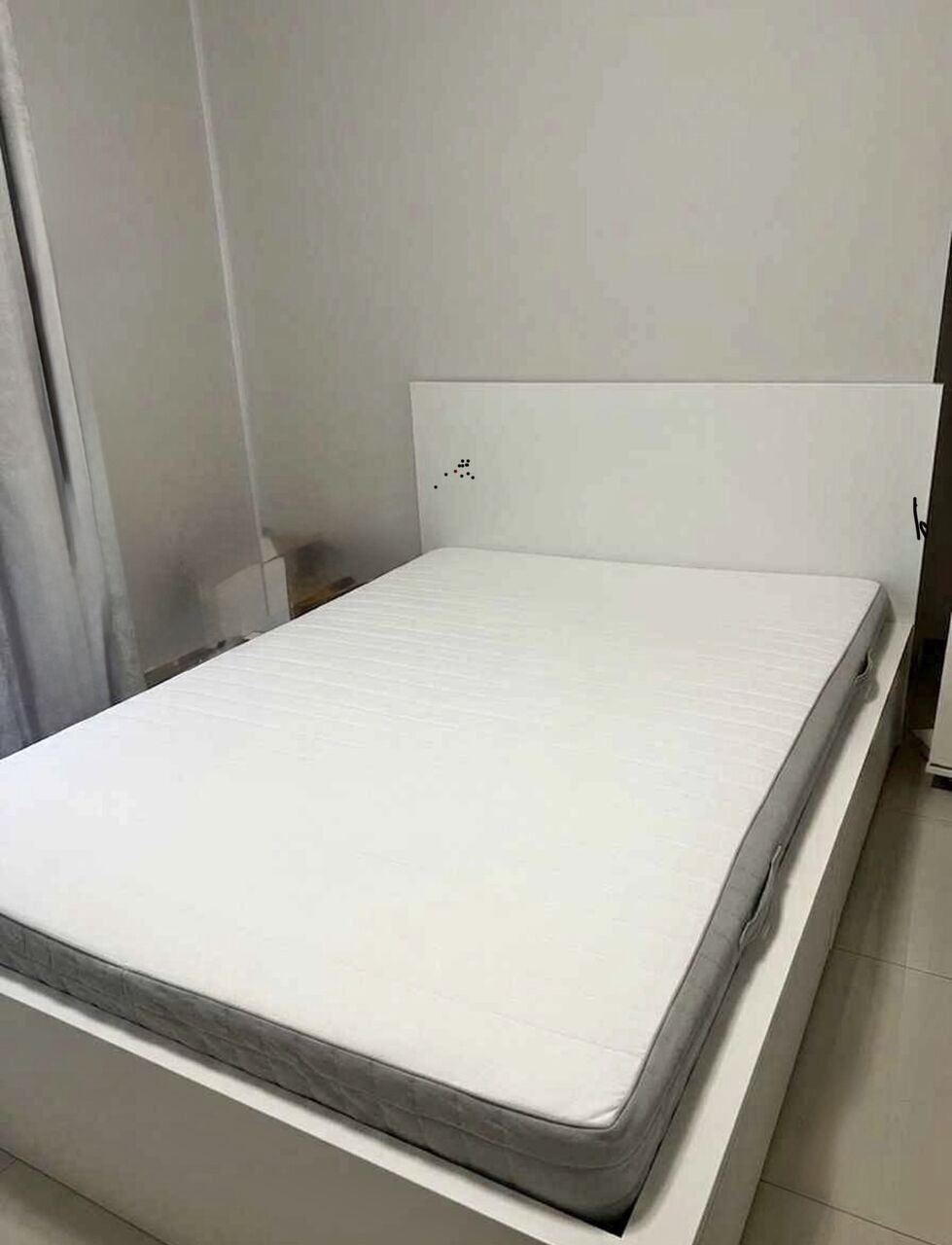 Al Jubail Al Balad, Furniture, SAR 400,  IKEA BED & MATTRESS 160X200 - White Clour For Sale-Sar-400