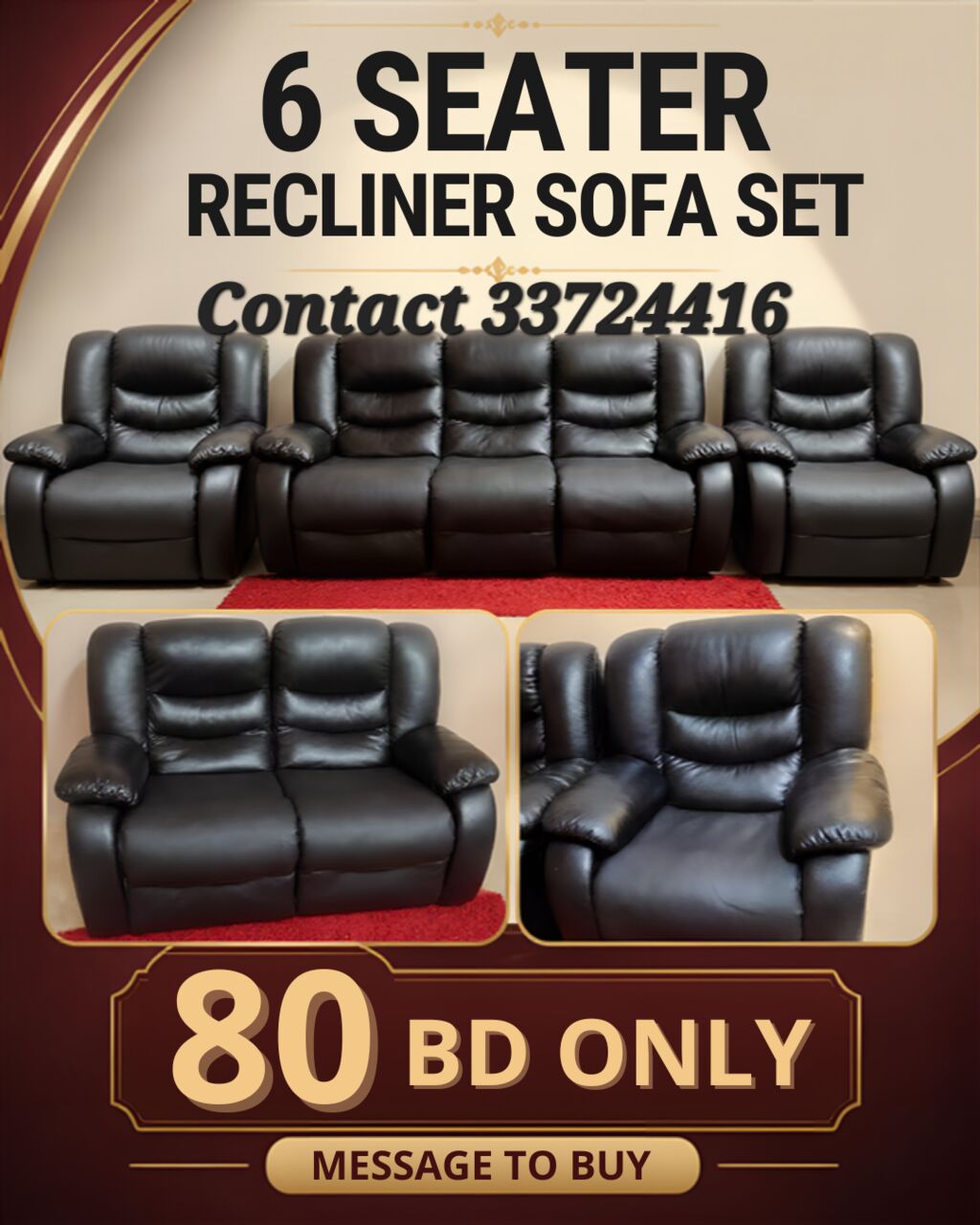 Isa Town, Furniture, BHD 80,  6 Seater Recliner Sofa