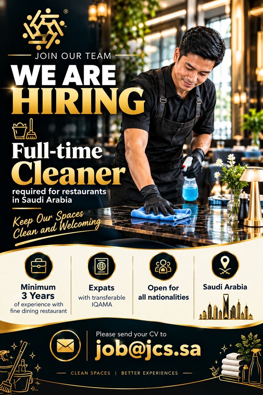 Riyadh, Jobs, Bakery Pastry, Barista, Bartender, Butcher, Cdp, Cleaner, Commi, Dishwasher