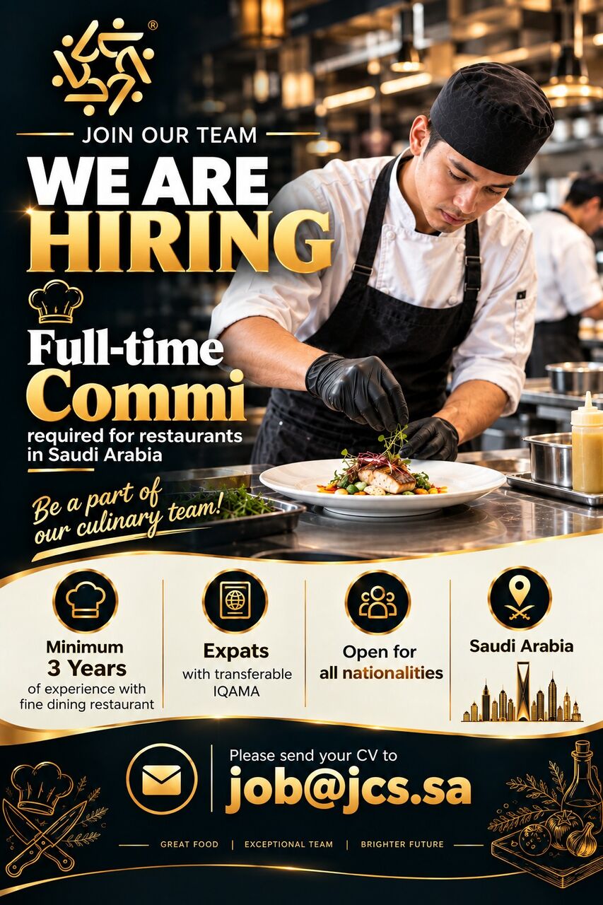 Riyadh, Jobs, Bakery Pastry, Barista, Bartender, Butcher, Cdp, Cleaner, Commi, Dishwasher
