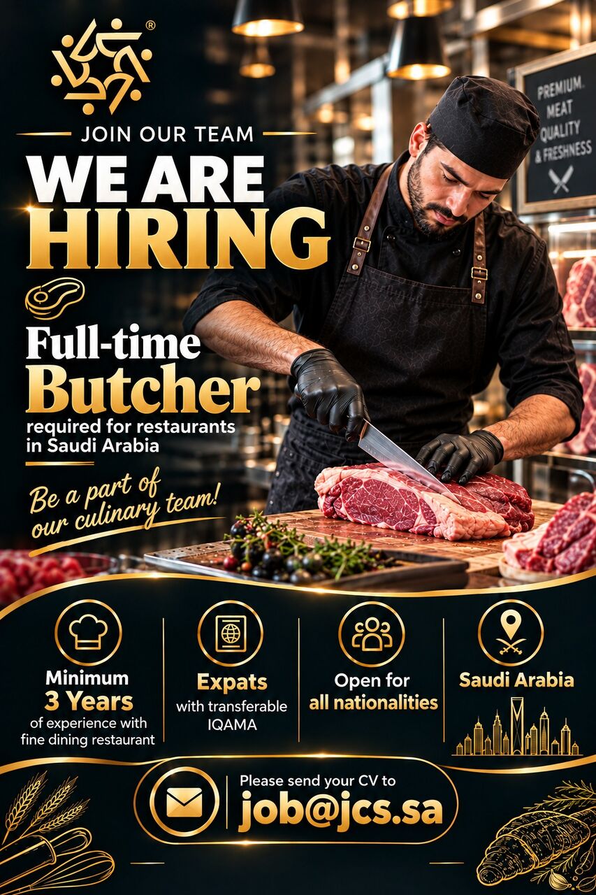 Riyadh, Jobs, Bakery Pastry, Barista, Bartender, Butcher, Cdp, Cleaner, Commi, Dishwasher