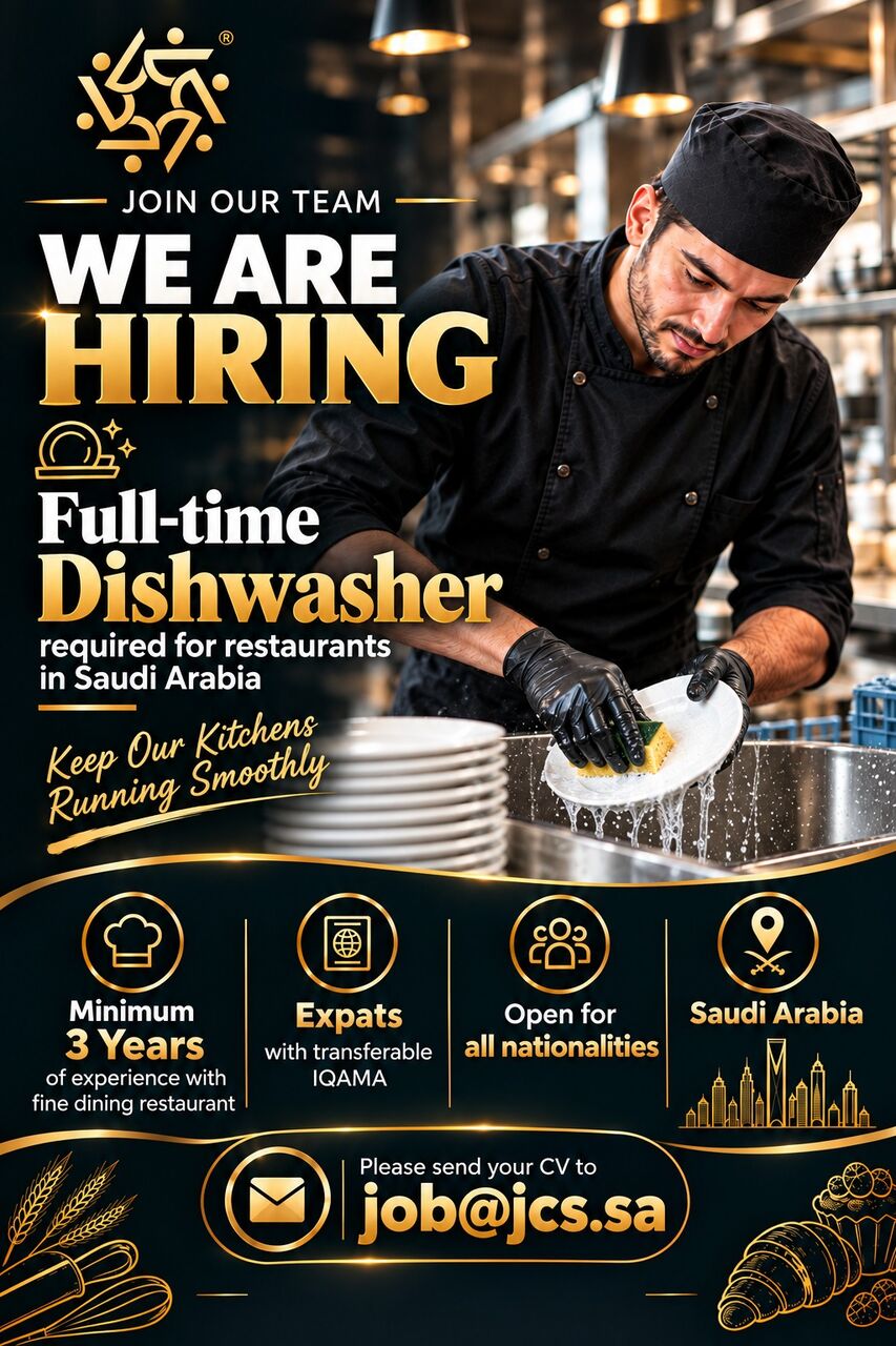 Riyadh, Jobs, Bakery Pastry, Barista, Bartender, Butcher, Cdp, Cleaner, Commi, Dishwasher