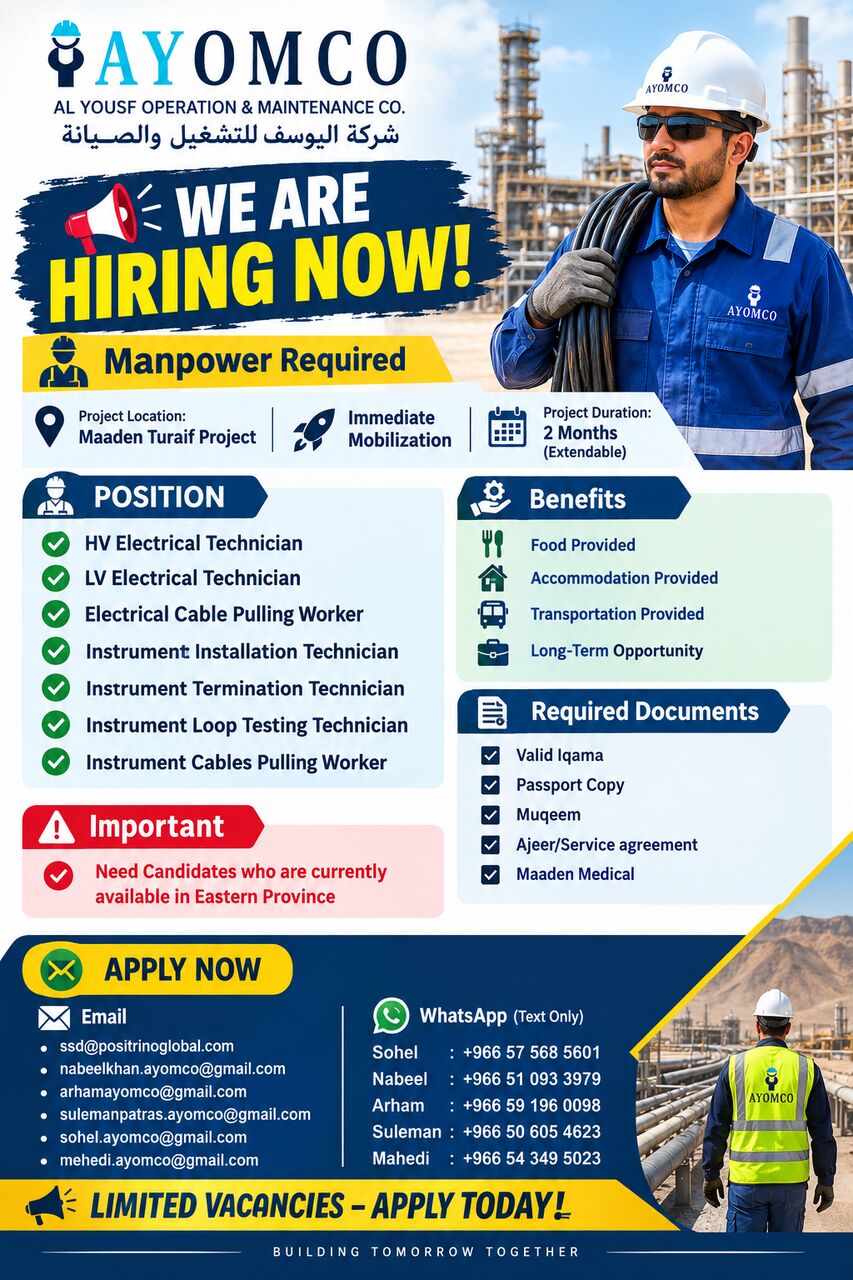 Dammam, Jobs, Manpower Required 👷