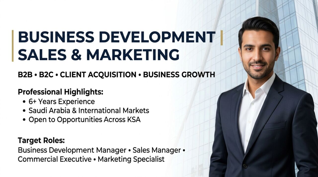 Khobar, Job Seekers, Business Development & Marketing Manager | KSA