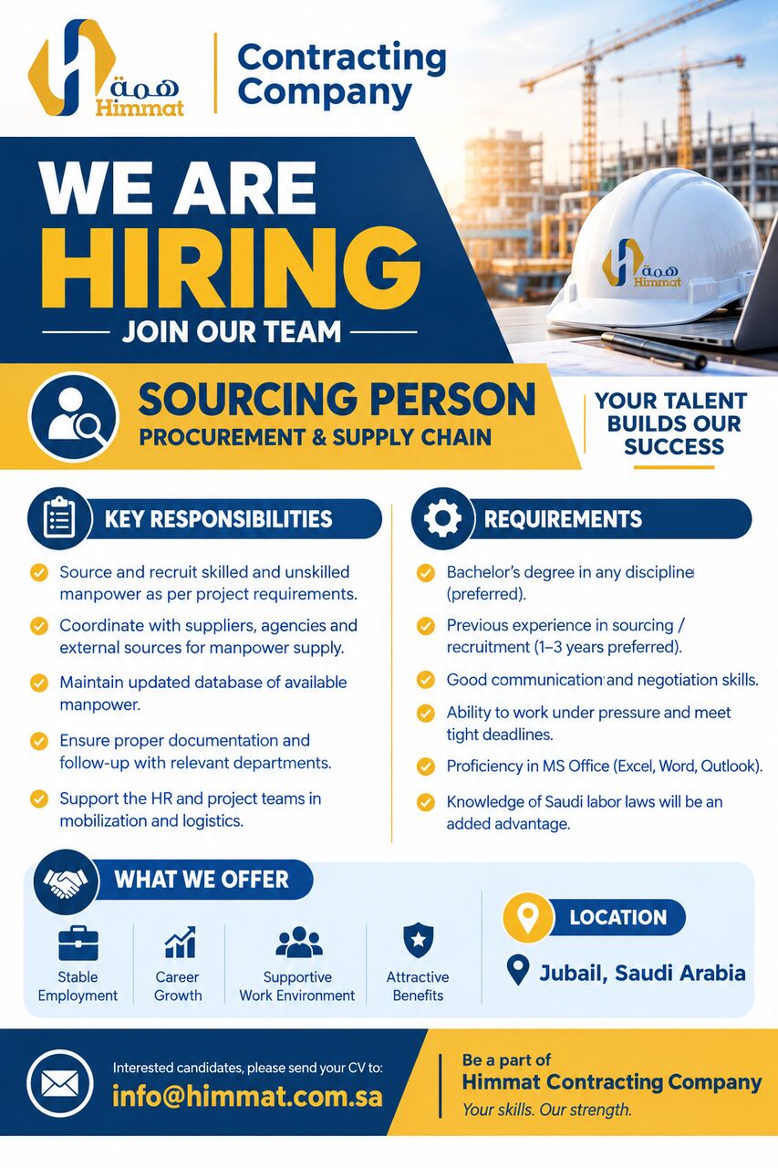 Jubail, Jobs, Sourcing Person